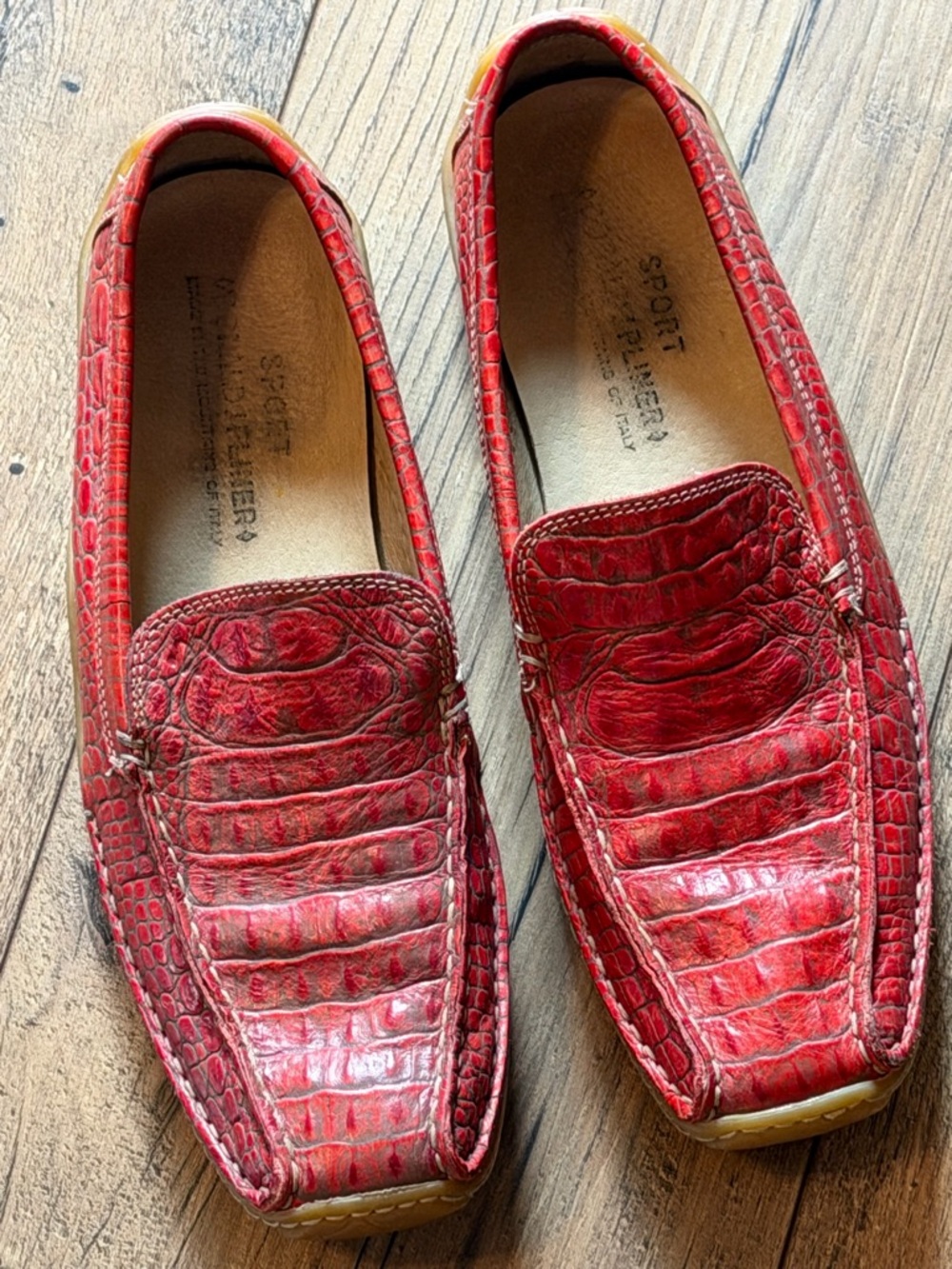 Donald J Pliner Sport Red Croc Embossed Leather Driven Loafers - Women’s 8M